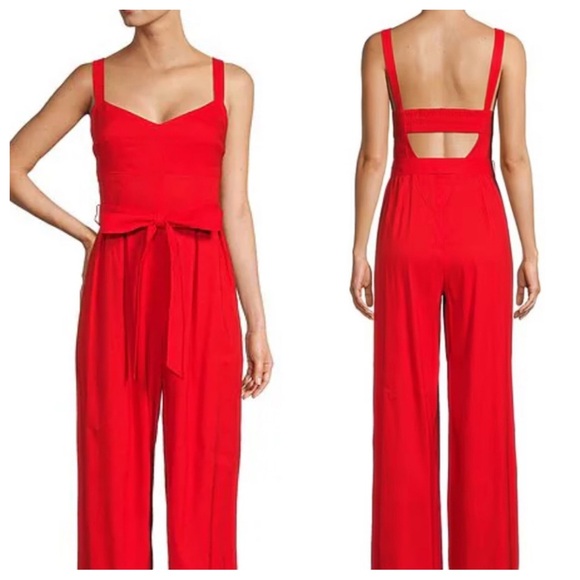 ANTONIO MELANI Pants - Antonio Melani Elise Stretch Linen Sweetheart Neck Tie Waist Jumpsuit. Size 16